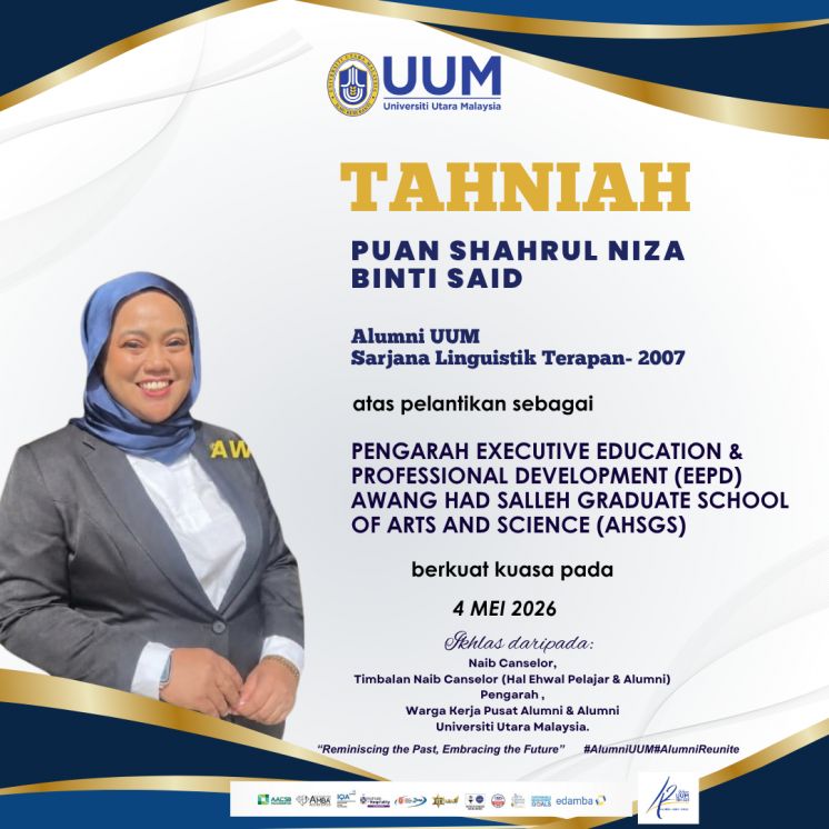 Tahniah atas  pelantikan sebagai PENGARAH EXECUTIVE EDUCATION &amp; PROFESSIONAL DEVELOPMENT (EEPD) AWANG HAD SALLEH GRADUATE SCHOOL OF ARTS AND SCIENCE (AHSGS)