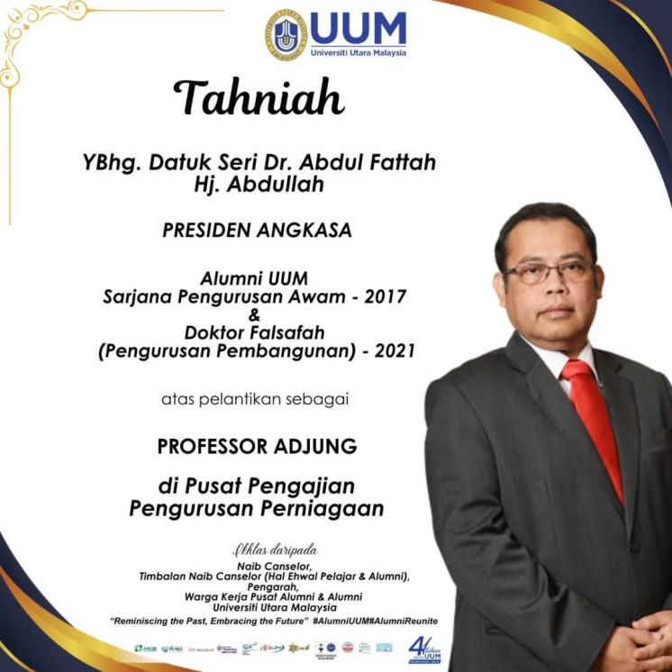 Tahniah Atas Perlantikan sebagai Professor Adjung di Pusat Pengajian Pengurusan Perniagaan