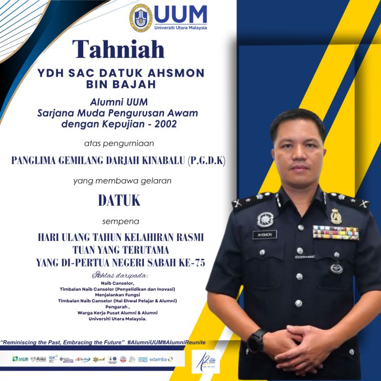 Tahniah atas pengurniaan PANGLIMA GEMILANG DARJAH KINABALU (P.G.D.K) sempena HARI ULANG TAHUN KELAHIRAN RASMI TUAN YANG TERUTAMA YANG DI-PERTUA NEGERI SABAH KE-75