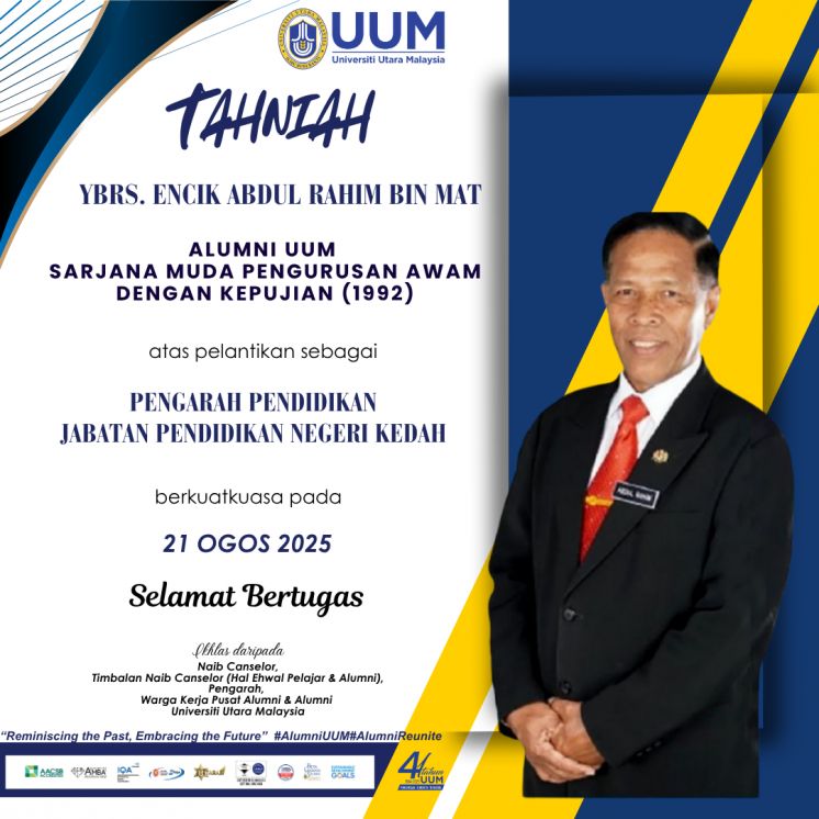 Tahniah Atas Pelantikan sebagai PENGARAH PENDIDIKAN JABATAN PENDIDIKAN NEGERI KEDAH