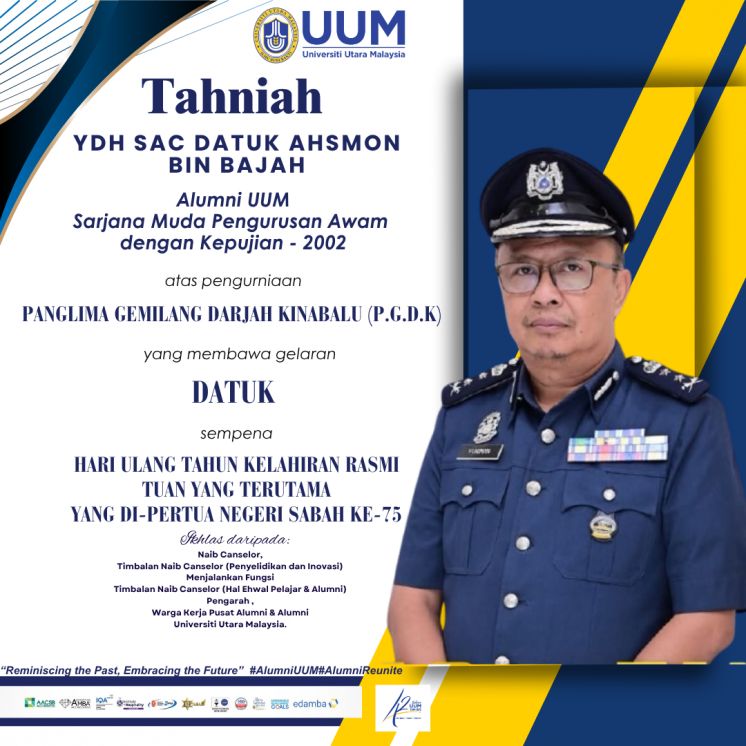 Tahniah atas pengurniaan PANGLIMA GEMILANG DARJAH KINABALU (P.G.D.K) sempena HARI ULANG TAHUN KELAHIRAN RASMI TUAN YANG TERUTAMA YANG DI-PERTUA NEGERI SABAH KE-75